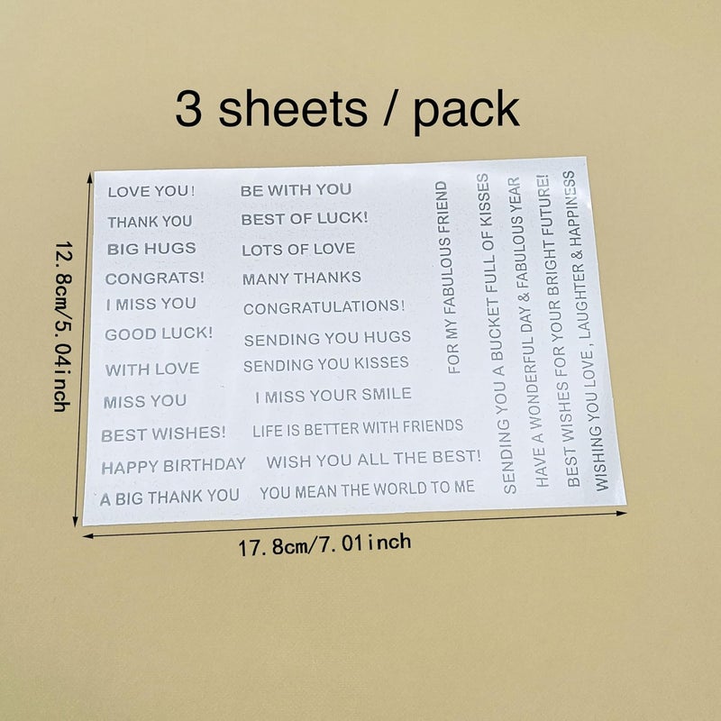 JBQUEEN 3pc Stripe Greeting Words Love You Stick & Shine Foil Transfer Sticker Paper for Card Making Scrapbooking and Album Journal Invitation Letter Decoration Hot Foil Transfer Printing Adhesive Sheets - Image 2